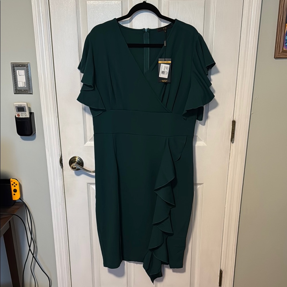 Knitee V-Neck Ruffle Dress